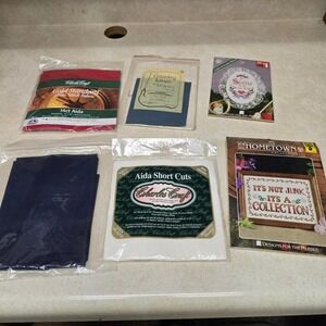 Charles Craft Aida Fabric Bundle 14 Count Cross Stitch Cloth Patterns Lot